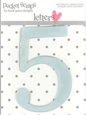 Heidi Grace - Inspire Me - Plastic Number Stickers 5 - 2/pk  (sold in 3's)